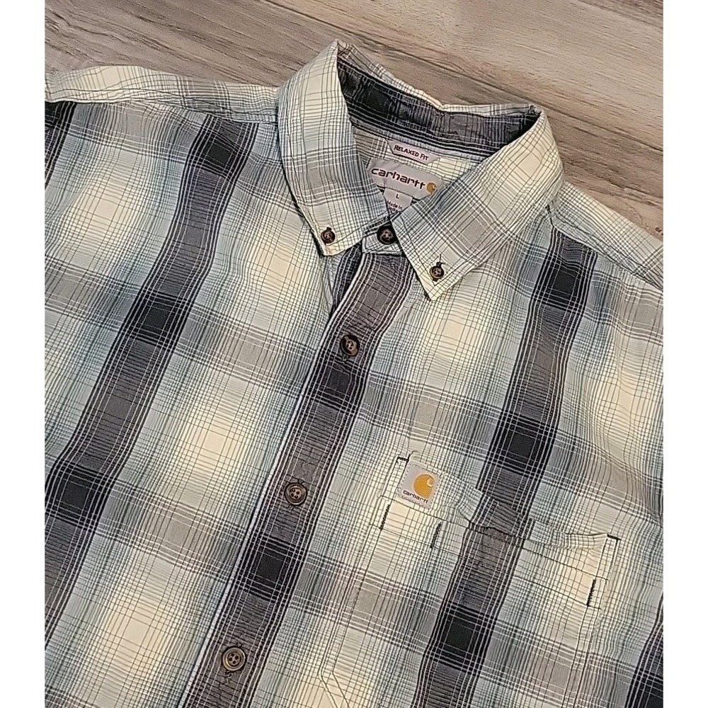 Carhartt Relaxed Fit Shirt Mens Large Short Sleeve Button Down Casual  Workwear